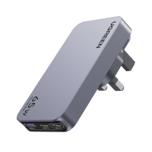 Cargador Rápido GaN 65W UGREEN / 2 Puertos USB-C + 1 Puerto USB-A / Tecnología GaN / Carga Rápida PPS PD 3.0 QC 4.0 / Compatibilidad Universal 100-240V / Diseño Compacto