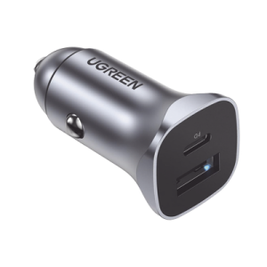 Cargador de Auto 24W | Puerto USB-A y USB-C | Carga Rápida | Compatible con Vehículos de 12 y 24 VCD | PD3.0 + QC3.0 | Indicador Led | Diseño Compacto | Chip Inteligente | Caja de Aluminio