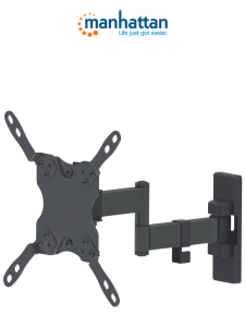 MANHATTAN 461405 - Soporte para Pantallas de 13 a 42 Pulgadas/ 20 Kg de Carga/ Brazo Articulado Doble/ Distancia a la Pared de Hasta 27.3 cm/ Acero Solido/ Ajuste de Inclinación y Angulo/ VESA 75/ 100/ 200x100/ 200/