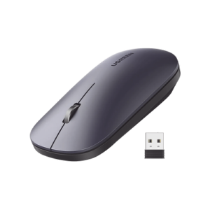 Mouse inalámbrico 2.4 GHz | Ultra Delgado y Silencioso | DPI 1000/1600/2000/4000 (Ajustable) | Alcance 10m | Scroll de Aluminio | Adaptable a diferentes superficies | Diseño suave al tacto | Contiene Receptor USB | Color Negro.