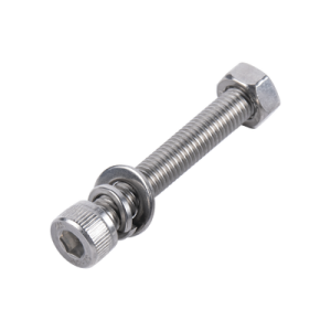 1 Tornillo Allen Milimétrico de Acero Inoxidable M8-1.25 x 65/ Con 1 Tuerca, 1 Arandela de Presión y 1 Plana / Para Montajes de Módulos Foto Voltaicos .