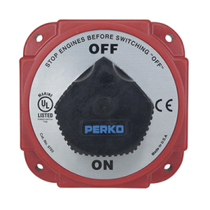Interruptor Desconexión Batería 9703 con Desconexión Campo Alternador, 480 Amperios Continuos, 1200 Amperios Intermitentes, 6-32 VDC, Terminales 1/2 Pulgada, Montaje Marino