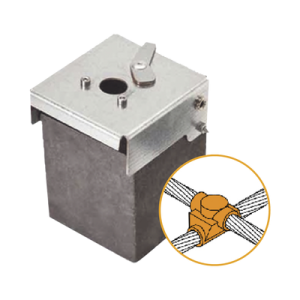 Molde de Grafito Horizontal Unión en Cruz / Cable 2/0 AWG (70 mm²) / 50 Soldaduras / Acero Electrogalvanizado / Normativa IEC 62305