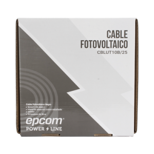Cable Fotovoltaico Negro / Cobre Estañado / 6 mm² (10 AWG) / 2000V / Rollo de 25 m / / UL 4703 y TUV