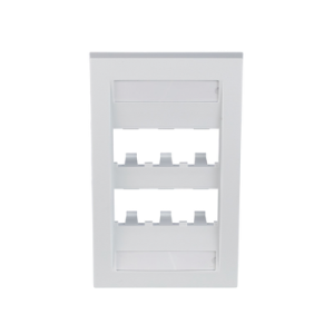 Placa de Pared Vertical Ejecutiva, Salida Para 6 Puertos Mini-Com, Con Espacios Para Etiquetas, Color Blanco
