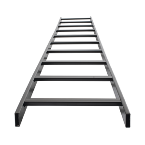 Escalera Tubular de 1.5" de Peralte y 12" de Ancho y 3.05 Metros de Largo, Pintura Epóxica Color Negro, Ideal Para Utilizarse en Centros de Datos o Cuartos de Telecomunicacionesl, incluye Coples y Tornillería