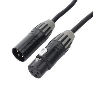 Cable XLR | 3 polos | Conector Hembra-Macho | Serie M | Carcasa Negra | Contactos Dorados | Ideal para Microfonía | Longitud 3m