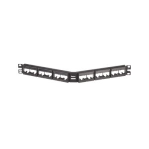 Panel de Parcheo Modular Mini-Com (Sin Conectores), Angulado, Sin Blindaje, Con Etiqueta y Cubierta, de 24 Puertos, 1UR