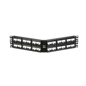 Panel de Parcheo Modular Mini-Com (Sin Conectores), Angulado, Sin Blindaje, Con Etiqueta y Cubierta, de 48 Puertos, 2UR