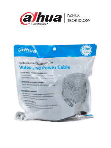 DAHUA DH-PFM942I-20-5-Cable armado de 20 metros para video y energía, compatible con cámaras hasta 4K. Incluye conectores BNC y de energía, ideal para uso interior y exterior. Fabricado con cobre de alta pureza, soporta AHD, CVI, TVI, y CVBS.