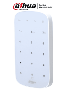 DAHUA DHI-ARK30T-W2 - Teclado inalámbrico, Touch, Funciones: armado, desarmado y alarmas, Soporta 32 usuarios con PIN o Tarjetas Mifare, LEDs indicadores, App DMSS, Frecuencia 433 MHz, Tecnología: AirShield, Compatible con HUB 1.0 y HUB 2.0