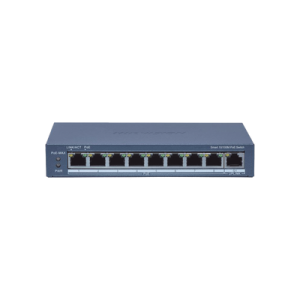 Switch Administrable PoE+ / 8 puertos 100 Mbps PoE+ / 1 puerto 1000 Mbps de Uplink / PoE hasta 300 Metros / Conexión Remota desde Hik-ParnerPro / 110 W