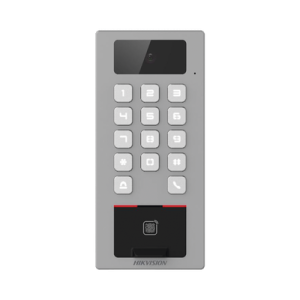 Terminal de Control de Acceso / Videoportero Multiapartamento Llamada a App / Teclado / Exterior Antivandálico IP65 & IK09 / Huella, Tarjeta, Código QR, PIN o App Hik-Connect / Cámara 2 MP compatible con NVRs