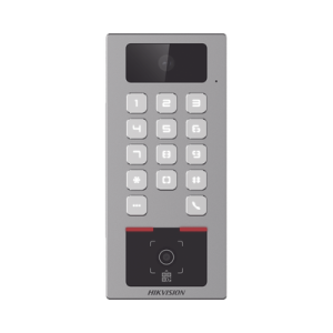 (PoE / 2 Relays) Teclado con Lector Físico de QRs para Exterior Antivandálico IP65 & IK09 con función de Videoportero Multiapartamento / Tarjeta, Código QR, PIN o App HikConnect / Cámara 2 MP compatible con NVRs /