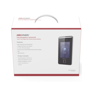 Kit de Control de Acceso TODO INCLUIDO con Lector de Rostros, QRs , Tarjetas y Huellas / 3,000 Rostros / Compatible con App Hik-Connect / Videoportero / Incluye Electroimán Botón de Salida y Montajes Z y L para imán / HIK-IA
