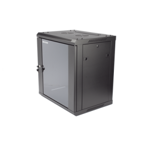 Gabinete para Montaje en Pared - Piso / Puerta de Cristal Templado / Cuerpo Fijo / 12 Unidades de Rack / 19" / Fabricado en Acero