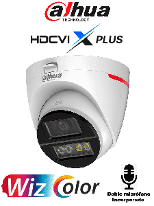DAHUA DH-HAC-HDW1249XN-A-PRO -Cámara Domo HDCVI 2MP WizColor/ HDCVI X PLUS/Video 24 Horas a Color/ Corrección de Distorsión de Imagen mediante IA/ Iluminador Inteligente/Hasta 50m de Dist de Ilumin/Doble Mic Incorp/Campo de Visión de Hasta 101°