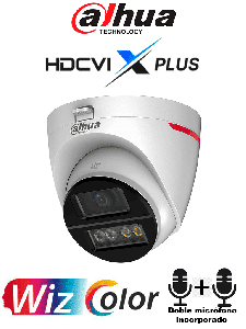 DAHUA DH-HAC-HDW1549XN-A-PRO -Cámara Domo 5MP WizColor/Imagen 24 Horas a Color/Corrección de Imagen Mediante IA/ Iluminador Int con Luz Calida/ Hasta 50m Ilumin/ Doble Mic Incorp/Lente de 2.8mm Visión de Hasta 101°/WDR Real/ Policarbonato+Metal