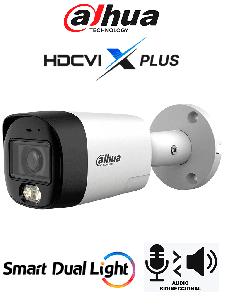 DAHUA DH-HAC-HFW1200RMN-IL-T - Cámara Bullet de 2 MP/ HDCVI X PLUS/ Audio Bidireccional/ Iluminación Dual Inteligente Hasta 30m/ Iluminación Mediante IR & Luz Cálida/ Reducción de Ruido 3D NR/ Metálica