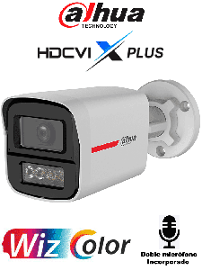 DAHUA DH-HAC-HFW1249XN-A-PRO -Cámara Bullet HDCVI 2MP WizColor/HDCVI X PLUS/ Video 24 Horas a Color/ Corrección de Distorsión de Imagen mediante IA/ Iluminador Inteligente/Hasta 50m de Dist de Ilumin/Doble Mic Incorp/ Campo de Visión de Hasta101°