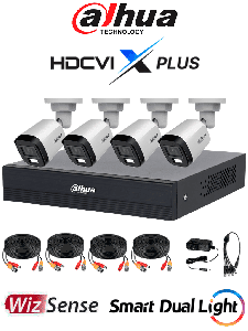 DAHUA DHI-KIT/XVR1B04-I/T/4-B2A21N-U-IL-A-0280B - Kit 4 Canales 2 MP/ DVR Cooper-U WizSense con IA/ Cámaras B2A21N-U-IL-A/ Hasta 5 Canales IP Max 20Mbps/ Soporta HDCVI & AHD & TVI & CVBS/ Metálica/ Cámara con Iluminador Dual Inteligente/
