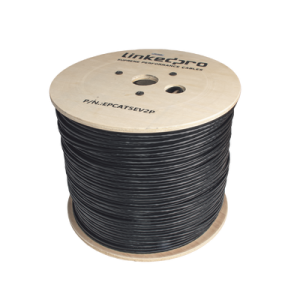 Bobina de Cable Siamés Cat5e CCA + 2 Cables Gruesos (16 AWG) para Alimentar Cámaras Más Lejos / 305 Metros (1000 Pies) / Instalación en Exterior / Uso Industrial para Climas Extremos