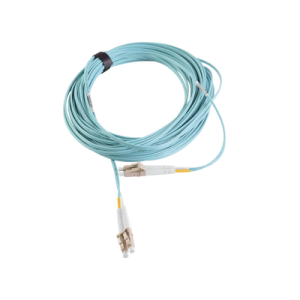 Jumper de Fibra Óptica Multimodo 50/125 XGLO OM3, LC-LC Duplex, OFNR, Color Aqua, 10 Metros (32.81 Pies)