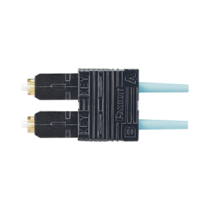 Conector de Fibra Óptica SC Duplex OptiCam, Multimodo 50/125 OM3/OM4, Pre-pulido, Color Aqua