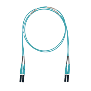 Jumper de Fibra Optica Multimodo 50/125 OM3, LC-LC Duplex, LSZH (Cero Halógenos), Color Aqua, 1 Metro (3.28 Pies)