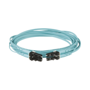 Jumper de Fibra Optica Multimodo 50/125 OM3, LC-LC Duplex, OFNR (Riser), Color Aqua, 9 Metros (29.53 Pies)