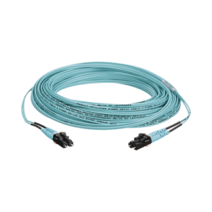 Jumper de Fibra Optica Multimodo 50/125 OM3, LC-LC Duplex, OFNR (Riser), Color Aqua, 15 Metros (49.21 Pies)