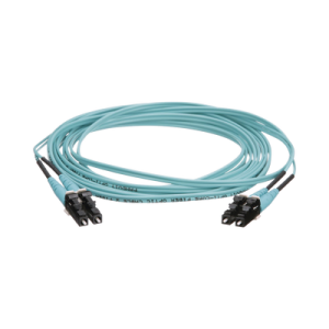 Jumper de Fibra Óptica Multimodo 50/125 OM4, LC-LC Duplex, OFNR (Riser), Color Aqua, 5 Metros (16.40 Pies)