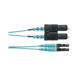 Jumper de Fibra Optica Multimodo 50/125 OM4, LC-SC Duplex, OFNR (Riser), Color Aqua, 1 Metro (3.28 Pies)