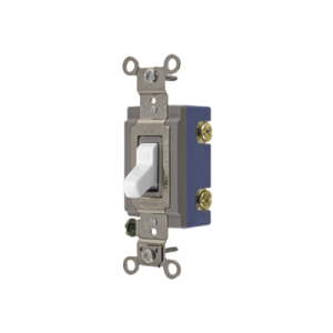 Interruptor de Palanca 15 A 120-277 V CA/ Unipolar / Grado Industrial/ Uso Extra Pesado / Cableado Lateral y Posterior / Color Blanco.