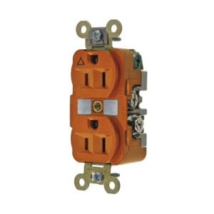 Contacto Dúplex Conexión a Tierra Aislada 15A 125V/ 2 Polos 3 Hilos/ Color Naranja/ Nema 5-15R/ Grado Industrial.