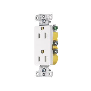 Contacto Duplex Decorador 15A 125V, 2 Polos, 3 Hilos, Color Blanco (Nema5-15R).
