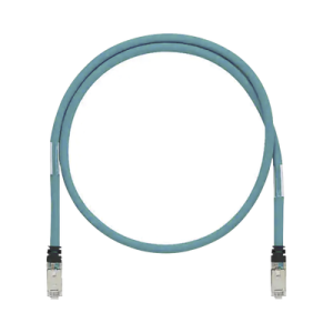 Patch Cord Cat6A de Grado Industrial 600V, Blindado SF/UTP, Calibre 26 AWG, Color Aqua, 2 Metros (6.56 Pies)