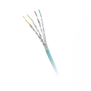 Bobina de Cable Blindado S/FTP Categoría 6A, Uso Industrial con Resistencia al Aceite, Rayos UV y Abrasión, Multifilar (Flexible), Color Azul Cerceta, Bobina de 500 Metros (1640 Pies)