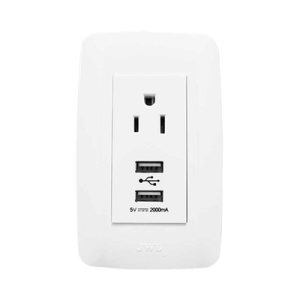 Contacto Sencillo de 15 A/ 127 V CA y 2 Conectores USB de 5 V CD 2A / Color Blanco.