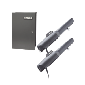 Kit de Operadores Abatibles 6006 de Doorking / Para Puertas de Hasta 5.5 Metros / Soporta Respaldo de Baterias