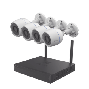 Kit de cámaras Wi-Fi / Incluye 1 NVR 4 canales / 4 Cámaras Bala 2 Megapixel / Para Uso en Exterior IP67 / Vision Nocturna a Color