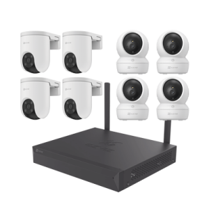 Kit de cámaras Wi-Fi / 3 Megapixel / Incluye 8 Cámaras (4 camaras Para Interior y 4 Cámaras Para Exterior) / 1 NVR WI-FI 8 Canales / Vision Nocturna a Color / Detección de Humanos