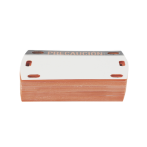 Etiqueta Autolaminada para Identificación de Fibra Óptica Paquete de 25 Piezas, Para Uso Interior/Exterior, Dimensiones de 90 x 50 mm (3.54 x 1.97 Pulgadas), Color Negro con Naranja