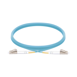 Jumper de Fibra Óptica Multimodo OM3 50/125 LC-LC OFNR (Riser), 2.0 mm, Dúplex, Aqua, 5 Metros (16.40 Pies)