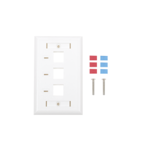 Placa de Pared, de 3 Puertos, Keystone, con Espacio para Etiqueta - Color Blanco