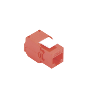 Módulo Jack Keystone Cat5e (Toolless), con Terminación en Ángulo 180 - Color Rojo, Compatible con Faceplate y Patchpanel Linkedpro