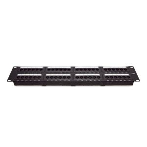 Panel de Parcheo de Impacto (110) UTP de 48 Puertos Cat6, 19 Pulgadas (48.26 cm), 2U, con Barra para Organizar Cable