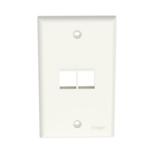 Placa de Pared Vertical, Salida Para 2 Puertos Keystone, Color Blanco Mate