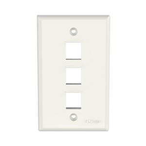 Placa de Pared Vertical, Salida Para 3 Puertos Keystone, Color Blanco Mate