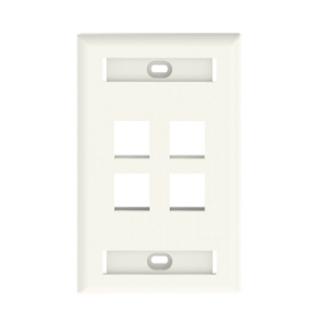 Placa de Pared Vertical, Salida Para 4 Puertos Keystone, Con Espacios Para Etiquetas, Color Blanco Mate